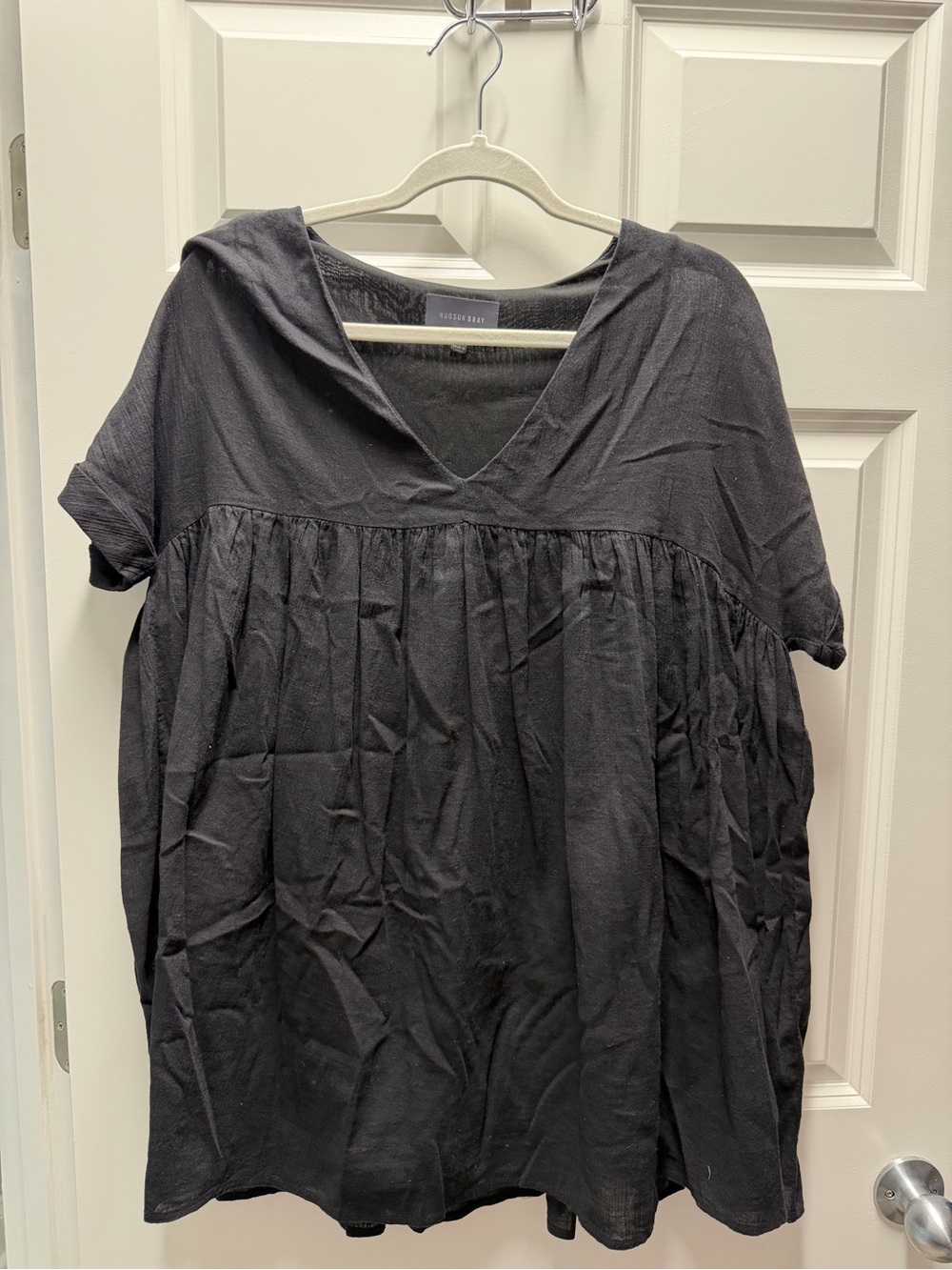Casual Black V-Neck Short Sleeve Women's Dress